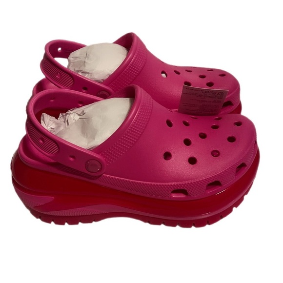NIB Crocs Pink Mega Crush Embossed Logo Clogs rubber slip-on loafers sandals 8 - Picture 4 of 6